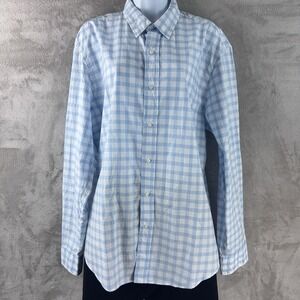 Frank & Eileen Fiona Button Down Shirt Womens Size XL Blue Gingham Check Italy